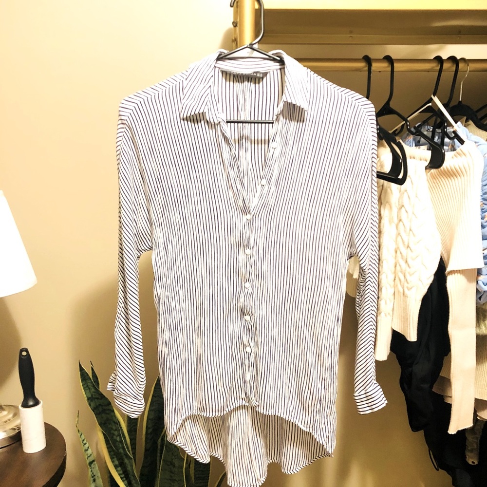 Zara silk effect striped blouse size XS